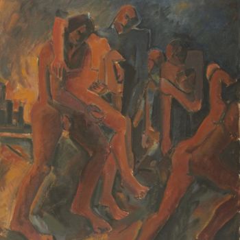 Painting titled "208. Guerre" by Claude Pressé, Original Artwork, Oil