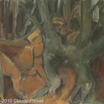Peinture intitulée "87. Étude de racines" par Claude Pressé, Œuvre d'art originale, Huile