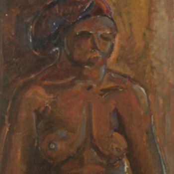 Painting titled "33. Nu africain" by Claude Pressé, Original Artwork, Oil