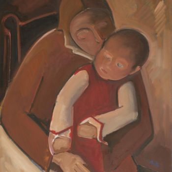 Painting titled "9. Maternité" by Claude Pressé, Original Artwork, Oil