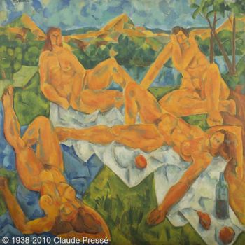 Pintura titulada "Galerie « Nus », 22…" por Claude Pressé, Obra de arte original, Oleo
