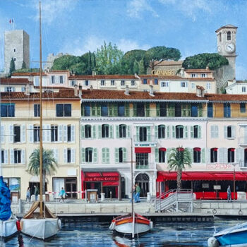 Painting titled "Port de Cannes" by Claude Ruby, Original Artwork, Oil