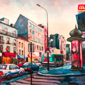 Ζωγραφική με τίτλο ""Rue de la Chapelle"" από Claude Volkenstein, Αυθεντικά έργα τέχνης, Λάδι Τοποθετήθηκε στο Ξύλινο φορείο…