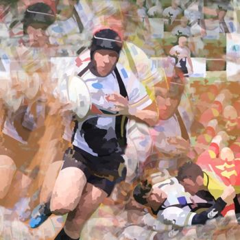 Digital Arts titled "action-de-rugby" by Claude Conte, Original Artwork, Digital Painting