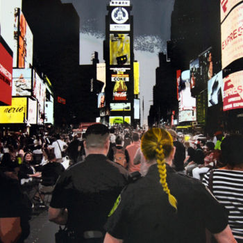 Arte digitale intitolato "Cops in Time square…" da Claude Corbier, Opera d'arte originale, Pittura digitale Montato su Carto…