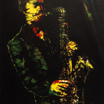 Photography titled "Green jazz.jpg" by Claude Corbier, Original Artwork, Manipulated Photography Mounted on Wood Stretcher f…