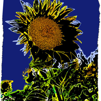 Fotografie getiteld "Tournesol" door Claude Corbier, Origineel Kunstwerk, Gemanipuleerde fotografie