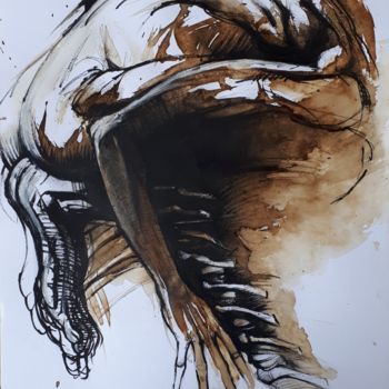 Tekening getiteld "Etude XIX 2019" door Claude Duvauchelle, Origineel Kunstwerk, Marker