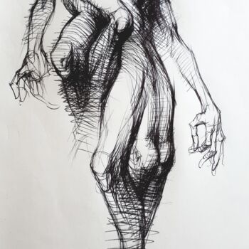 Drawing titled "ETUDE X X X X V I" by Claude Duvauchelle, Original Artwork, Ballpoint pen