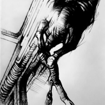 Tekening getiteld "ARCHI-ORGANIQUE" door Claude Duvauchelle, Origineel Kunstwerk, Marker