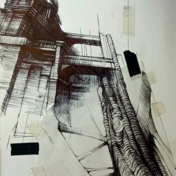 Drawing titled "Architecture végéta…" by Claude Duvauchelle, Original Artwork, Ballpoint pen