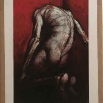 Peinture intitulée "Dos Au Fond Rouge" par Claude Duvauchelle, Œuvre d'art originale, Acrylique