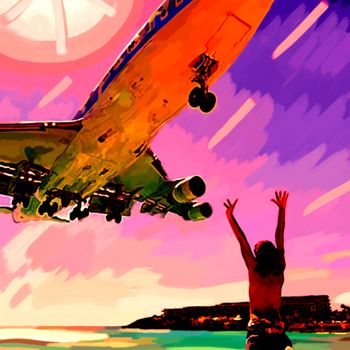 Pintura titulada "plane-guy-final-sig…" por Claude Guillaubey, Obra de arte original