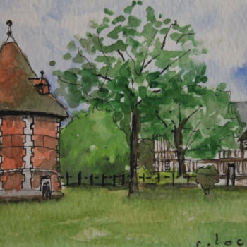 Painting titled "la ferme de baumont" by Claude Lacointe, Original Artwork, Watercolor