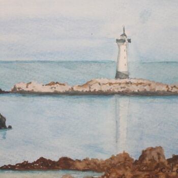 Peinture intitulée "le phare" par Claude Lacointe, Œuvre d'art originale, Aquarelle