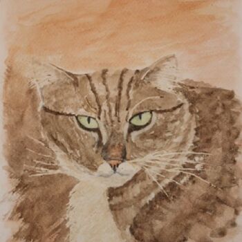 Peinture intitulée "le chat(4)" par Claude Lacointe, Œuvre d'art originale, Aquarelle