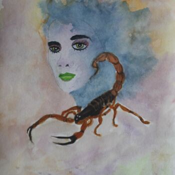 Peinture intitulée "scorpion" par Claude Lacointe, Œuvre d'art originale, Aquarelle