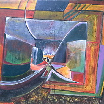 Pintura intitulada "le village endormi" por Claude Grand, Obras de arte originais, Acrílico