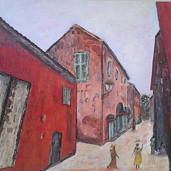 Pintura intitulada "une-rue-de-gorèe." por Claude Grand, Obras de arte originais, Acrílico