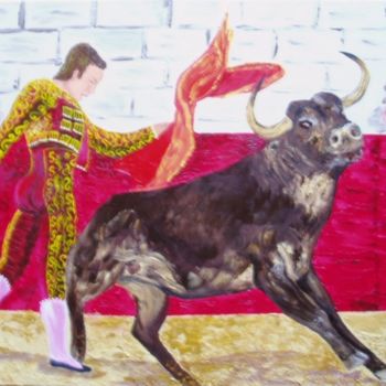 Painting titled "Corrida" by Claude Naudy, Original Artwork