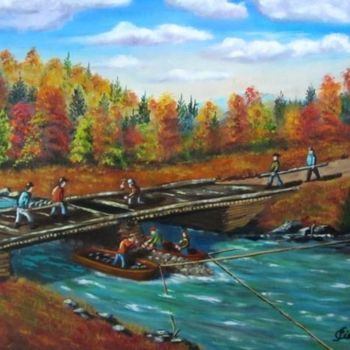 Peinture intitulée "Pont Branche Nord" par Claude St-Pierre, Œuvre d'art originale, Huile