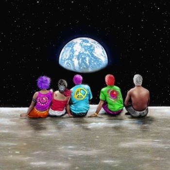 Pintura titulada "Nós na Lua" por Claúdia Barradas, Obra de arte original