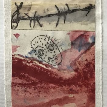 Collages intitolato "Barbed wire but in…" da Claudia Clauss, Opera d'arte originale, Acrilico Montato su Vetro