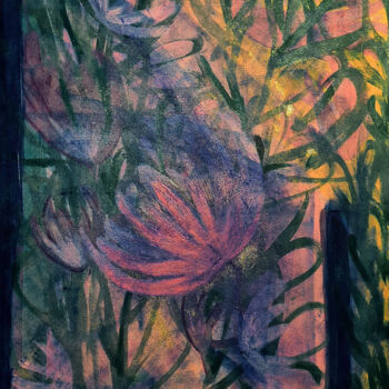 Painting titled "" Bouquet sauvage 1…" by Claudia De La Hoz, Original Artwork, Acrylic Mounted on Wood Stretcher frame