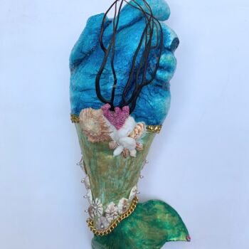 Sculpture intitulée "Corazón de mar" par Claudia Fabiola Estrada Castillo, Œuvre d'art originale, Papier mâché