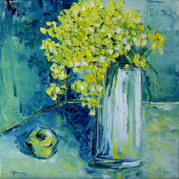 Painting titled ""Still life with gr…" by Claudia Hansen, Original Artwork, Oil