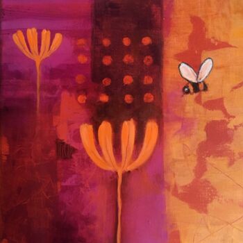 Painting titled "Bienchen und Blümch…" by Claudia Kns, Original Artwork, Acrylic