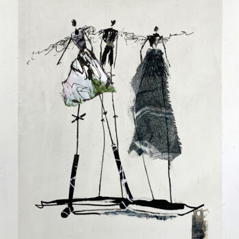 Dessin intitulée "people in the wind" par Claudia König, Œuvre d'art originale, Encre