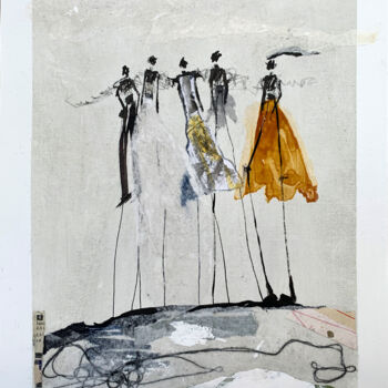 Disegno intitolato "Group of people" da Claudia König, Opera d'arte originale, Inchiostro