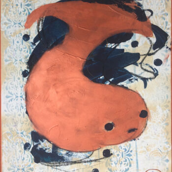Malerei mit dem Titel "Copper Fish 1" von Claudia Letulé, Original-Kunstwerk, Acryl