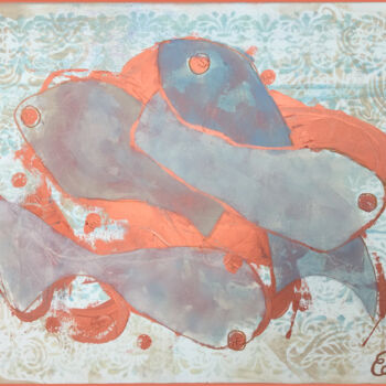 Malerei mit dem Titel "Copper Fish" von Claudia Letulé, Original-Kunstwerk, Acryl
