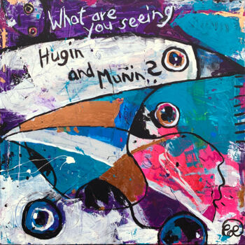 Malerei mit dem Titel "Hugin+Munin" von Claudia Letulé, Original-Kunstwerk, Acryl