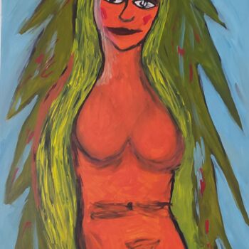 Painting titled "Femme forêt" by Claudia Moro, Original Artwork, Acrylic