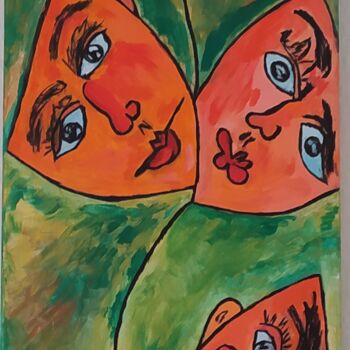 Painting titled "Les masques" by Claudia Moro, Original Artwork, Acrylic