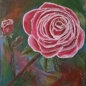 Painting titled "Rosa" by Claudia Regina Reis, Original Artwork, Acrylic