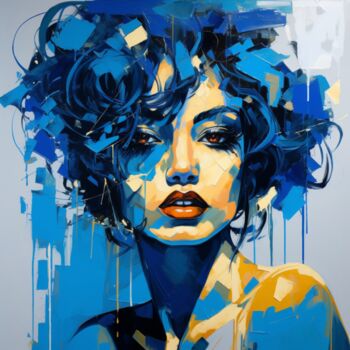 Цифровое искусство под названием "BLUE" - Claudia Sauter (Poptonicart), Подлинное произведение искусства, Цифровой коллаж