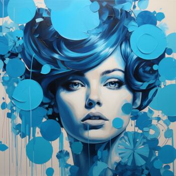 Arte digital titulada "BLUE 6" por Claudia Sauter (Poptonicart), Obra de arte original, Collages digitales