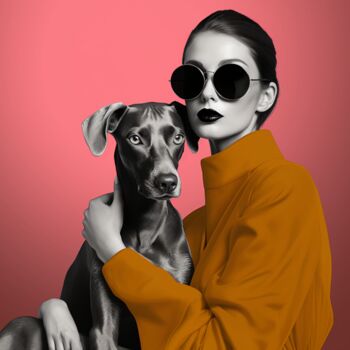 Impressões e gravuras intitulada "MY DOG AND I" por Claudia Sauter (Poptonicart), Obras de arte originais, colagem digital