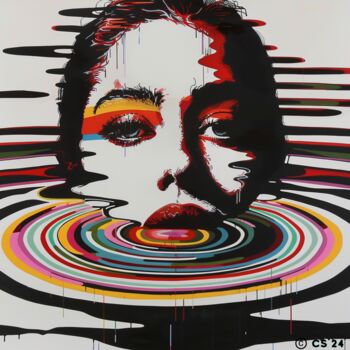 Peinture intitulée "STRIPPED WATER WOMAN" par Claudia Sauter (Poptonicart), Œuvre d'art originale, Collage numérique
