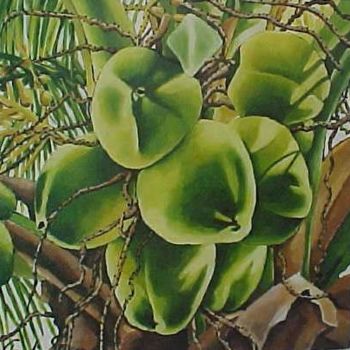 Pintura intitulada "Coconuts" por Claudia Susan, Obras de arte originais, Óleo