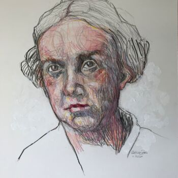 Рисунок под названием "Anblick einer Frau" - Claudia Zerbe, Подлинное произведение искусства, Цветные карандаши
