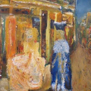 Painting titled "Couple in Venice" by Claudia Lorena Mihali, Original Artwork, Oil Mounted on Wood Stretcher frame