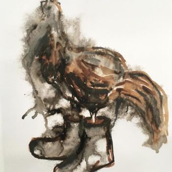 Drawing titled "Chicken with shoes" by Cláudia Pedro, Original Artwork, Graphite