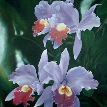 Pintura titulada "Jardín de orquideias" por Alejandro Valdés Guanche, Obra de arte original