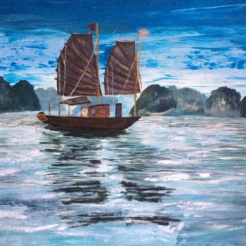 Peinture intitulée "Sérénité, Baie d'Ha…" par Claudie Drapeau, Œuvre d'art originale, Acrylique