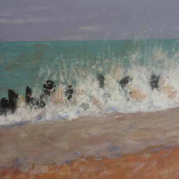 Schilderij getiteld "Pondichéry beach" door Claudie Drapeau, Origineel Kunstwerk, Acryl